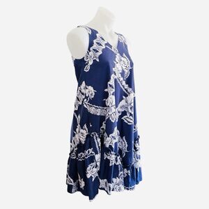Vintage Malama Sophisticates Hawaii Dress 1970s Ruffles 100% Cotton Blue White